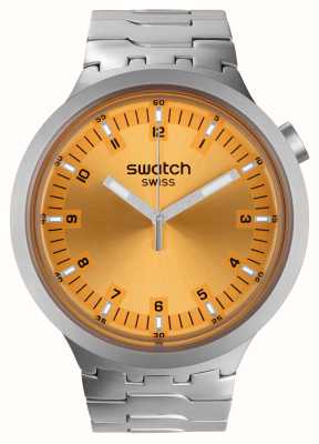 Swatch Grande e ousado brilho âmbar com ironia (47 mm) mostrador âmbar / aço inoxidável SB07S103G