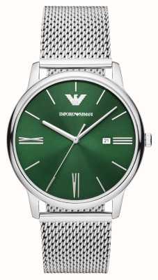 mporio Armani Mostrador verde masculino (42 mm) / pulseira de malha de aço inoxidável AR11578