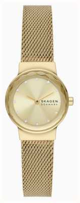 Skagen Freja lille feminino (26 mm) mostrador dourado/pulseira de malha de aço dourado SKW3110