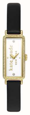 Kate Spade Mostrador branco Rosedale (32 mm) / pulseira de couro preta KSW1817