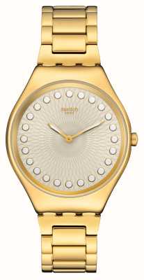 Swatch Mostrador champanhe borbulhante e brilhante (38 mm) / pulseira em aço inoxidável dourado SYXG126G