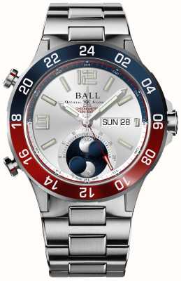 Ball Watch Company Roadmaster marine gmt fase da lua (42 mm) mostrador prateado / pulseira de titânio e aço inoxidável DG3220A-S1CJ-SL