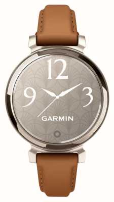 Garmin Smartwatch Lily 2 edição clássica de fitness e estilo de vida (35,4 mm) creme dourado com pulseira de couro bege 010-02839-02