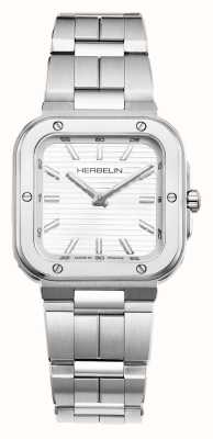 Herbelin Boné feminino camarat (30mm) mostrador branco / pulseira de aço inoxidável 17546B12