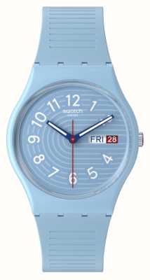Swatch Linhas da moda no céu (34 mm) mostrador azul / pulseira de silicone azul SO28S704