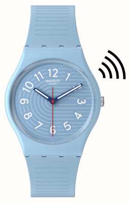 Swatch Linhas da moda no céu compensam! (34 mm) mostrador azul / pulseira de silicone azul SO28S104-5300
