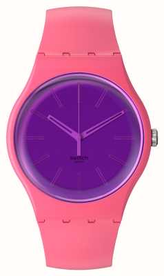 Swatch Mostrador roxo harmonioso Berry (41 mm) / pulseira de silicone rosa SO29P102
