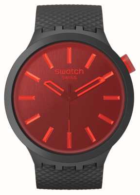 Swatch Mostrador vermelho modo meia-noite (47 mm) / pulseira preta de origem biológica SB05B111