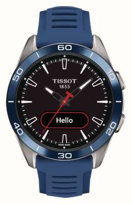 Tissot T-Touch Connect Sport Solar Titanium (43,75 mm) mostrador preto / pulseira de silicone azul T1534204705101