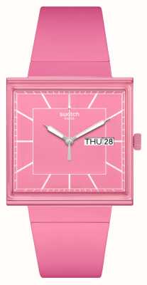 Swatch E se...rosa? (41,8 mm) mostrador rosa / pulseira rosa de origem biológica SO34P700