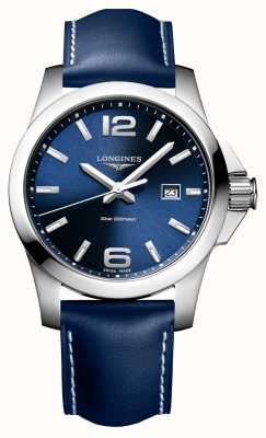 LONGINES Mostrador azul Conquest quartzo (43 mm) / pulseira de couro azul L37604960