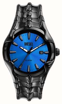 Diesel Mostrador azul vert (44 mm) masculino / pulseira de aço inoxidável preta DZ2198