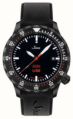 Sinn U50 hydro s 5000m (41mm) mostrador preto / pulseira de silicone preta 1051.020 BLACK SILICONE