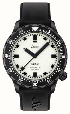 Sinn Edição limitada U50 s l - mostrador luminoso de 500 peças (41 mm) / pulseira de silicone preta 1050.0203 BLACK SILICONE