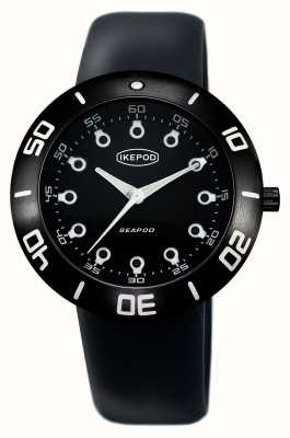 IKEPOD Seapod francês automático s003 (46 mm) mostrador preto / pulseira de silicone preta S003-SI-LB