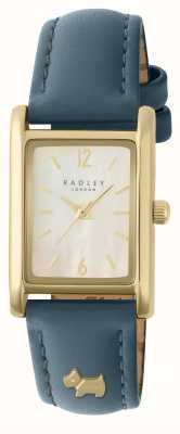 Radley Mostrador feminino hanley close (24 mm) em madrepérola / pulseira de couro azul RY21720