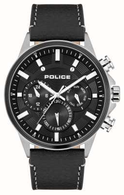 Police Cronógrafo de quartzo Kismet (47 mm) mostrador preto / pulseira de couro preta PEWJF2195141