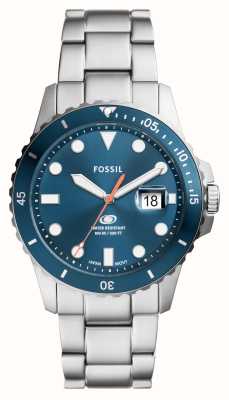 ossil Mostrador azul masculino (42 mm) / pulseira de aço inoxidável FS6050