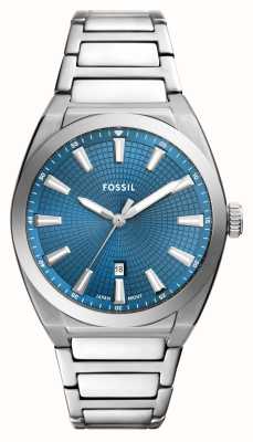 ossil Everett masculino (42 mm) mostrador azul / pulseira de aço inoxidável FS6054