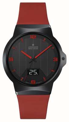 Junghans Force mega solar (40,4 mm) mostrador preto / pulseira de silicone vermelha 18/1402.00
