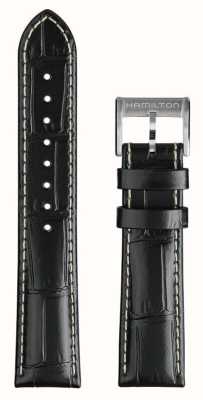 Hamilton Straps Apenas pulseira de couro preto de 20 mm em campo cáqui 'murph' H690.000.143