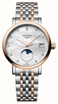 LONGINES A coleção elegante longines moonphase (30 mm) mostrador em madrepérola / pulseira em aço inoxidável L43305877