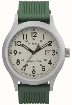 Timex Expedition Scout (40mm) mostrador natural / pulseira de borracha verde TW4B30100