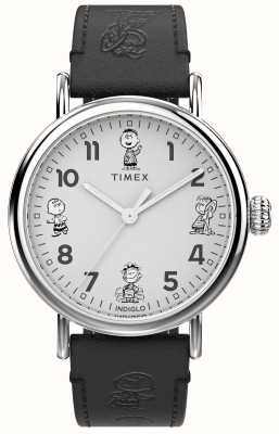 Timex Esboço de amendoim padrão (40 mm) mostrador branco / pulseira de couro preta TW2W45900