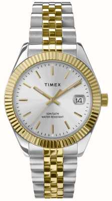 Timex Mostrador prateado Legacy (34 mm) / pulseira em aço inoxidável de dois tons TW2W49700