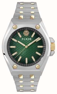 Philipp Plein Mostrador Plein Extreme Gen (43 mm) verde fumé / pulseira em aço inoxidável de dois tons PWPMA0224