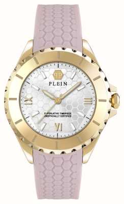 Philipp Plein Mostrador com logotipo branco Plein Heaven (38 mm) / pulseira de silicone rosa PWPOA0224
