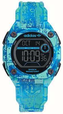Adidas Mostrador digital City tech two grfx (45 mm) / pulseira de plástico com padrão azul AOST24077
