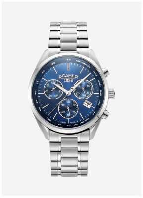 Roamer Mostrador pro chrono masculino (42 mm) azul / pulseira em aço inoxidável 993819 41 45 20