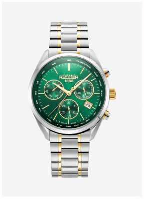 Roamer Mostrador masculino pro chrono (42 mm) verde / pulseira em aço inoxidável de dois tons 993819 47 75 20