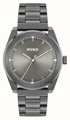 HUGO Mostrador masculino #brilhante (42 mm) cinza / pulseira de aço inoxidável cinza 1530355
