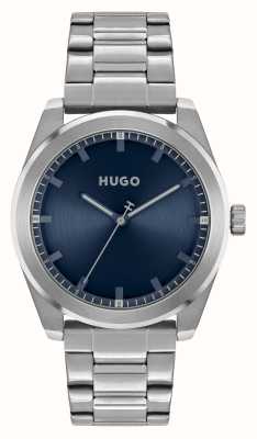 HUGO Mostrador azul / pulseira de aço inoxidável #brilhante (42 mm) masculino 1530361