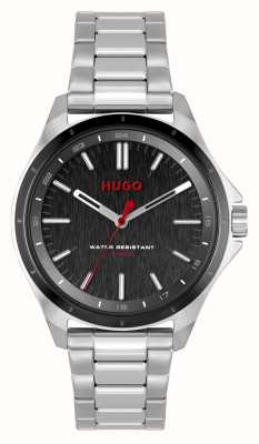 HUGO Mostrador preto #completo (42 mm) masculino / pulseira de aço inoxidável 1530323
