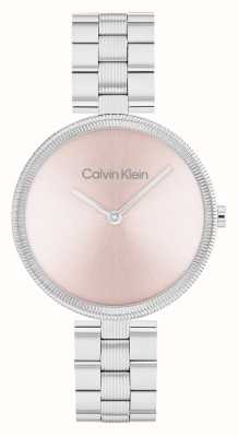 Calvin Klein Mostrador rosa brilhante feminino (32 mm) / pulseira de aço inoxidável 25100015