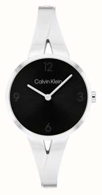 Calvin Klein Alegre feminino (30 mm) mostrador preto / pulseira de aço inoxidável 25100026