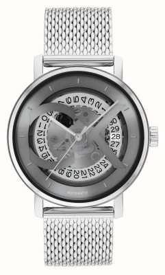 Calvin Klein Icônico mostrador esqueleto cinza automático masculino (40 mm) / pulseira de malha de aço inoxidável 25300004