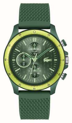 Lacoste Mostrador cronógrafo verde neoheritage masculino (42 mm) / pulseira de silicone verde 2011328