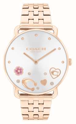 Coach Mostrador feminino em prata elliot/pulseira em aço inoxidável em tom de ouro rosa 14504285