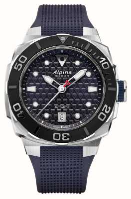 Alpina Seastrong diver extreme automático (39 mm) mostrador texturizado azul marinho / pulseira de borracha azul marinho AL-525N3VE6