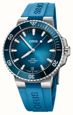 ORIS Aquis data calibre 400 automático (43,5 mm) mostrador azul / pulseira de borracha azul 01 400 7790 4135-07 4 23 45EB