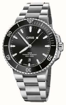 ORIS Aquis data automático (43,5 mm) mostrador preto / pulseira em aço inoxidável 01 733 7789 4154-07 8 23 04PEB