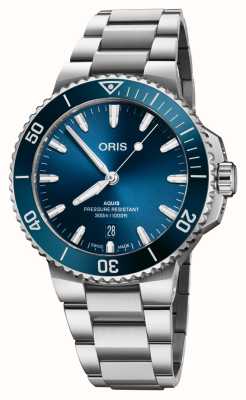 ORIS Aquis data automático (41,5 mm) mostrador azul / pulseira em aço inoxidável 01 733 7787 4135-07 8 22 04PEB