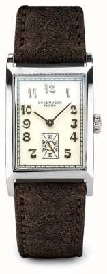 Duckworth Prestex Mostrador Centenário (24 mm) creme / pulseira de couro marrom D803-06-D