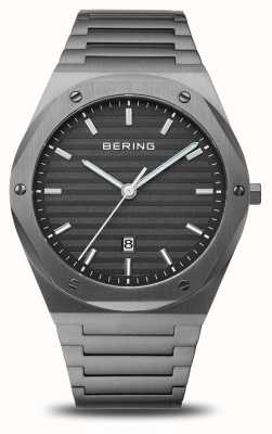 Bering Mostrador clássico masculino (42 mm) cinza / pulseira de aço inoxidável cinza 19742-777
