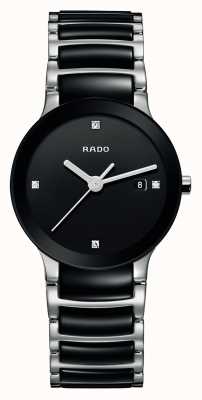 RADO Relógio de mostrador preto cerâmico de alta tecnologia dos diamantes Centrix R30935712