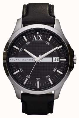Armani Exchange Masculino | mostrador preto | relógio de pulseira de couro preto AX2101